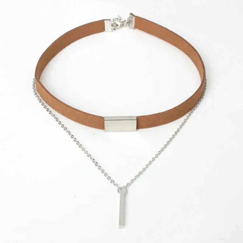 2024 New Black Velvet Choker Necklace Strip Rope Chain Bar Square Tube  Chocker Women Collar Mujer Collier Femme Ras Du Cou