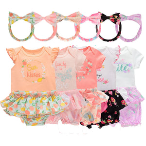 0 to12M 3-Pack Bodysuits Sets For Girls Newborn Short | SAMAG
