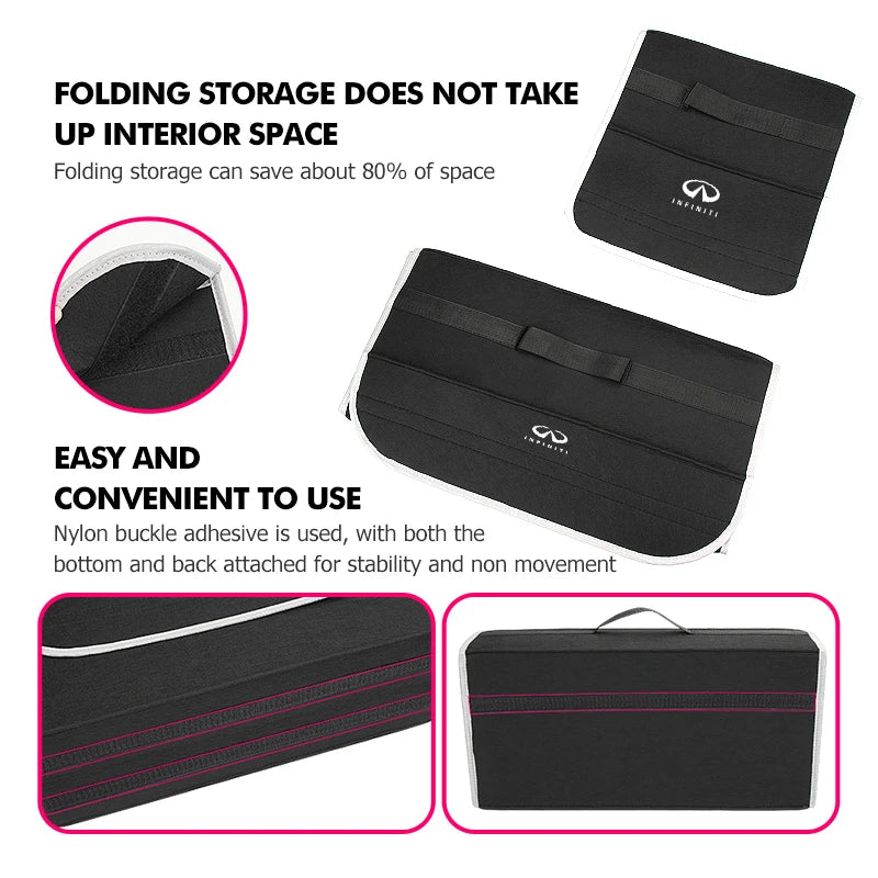 Car Trunk Storage Large Capacity Stowing Tidying Organizer Box For Infiniti Q70L QX50 Q50 QX30 QX60 QX80 Q60 Q30 QX70 Q70 G37