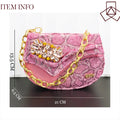 New Arrive Peep Toe Heels Bigger Size for Women 2026 Elegant Party Pink Color Diamond Pumps Italian Shoes and Bags Matching Set