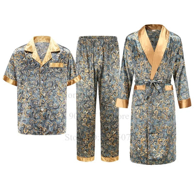 Ice Silk Robe Loose Nightwear Loungewear Male Casual Home | SAMAG