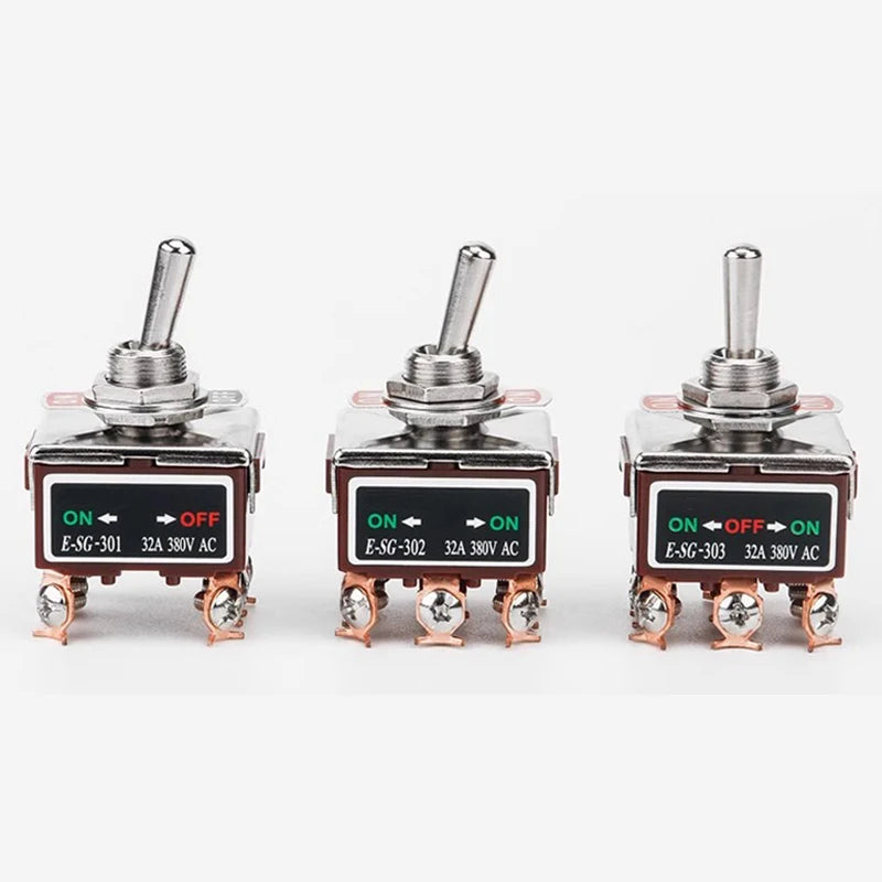 High Current Rocker Switch 2/3/4/6/8/9/12Pin Self Reset/Self-locking Toggle Switch Copper Pin 32A 250VAC Power Button Switch