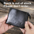 CONTACT'S Genuine Crazy Horse Leather Men Wallets Vintage Trifold Wallet Zip Coin Pocket Purse Cowhide Leather Wallet For Mens