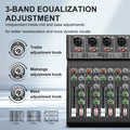 LEUS AU6 Channel Audio Mixer with 256 DSP Effects - 48V Phantom Power, Bluetooth & USB Connectivity, Supports PC Recording, DJ M