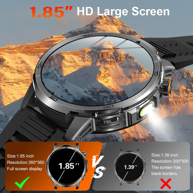 MEVADEN 1.85 inch Steel Smart Watch Men Bluetooth Call Smartwatch Sports Flashlight 1000mAh Health Monitor Watch for Male MD60