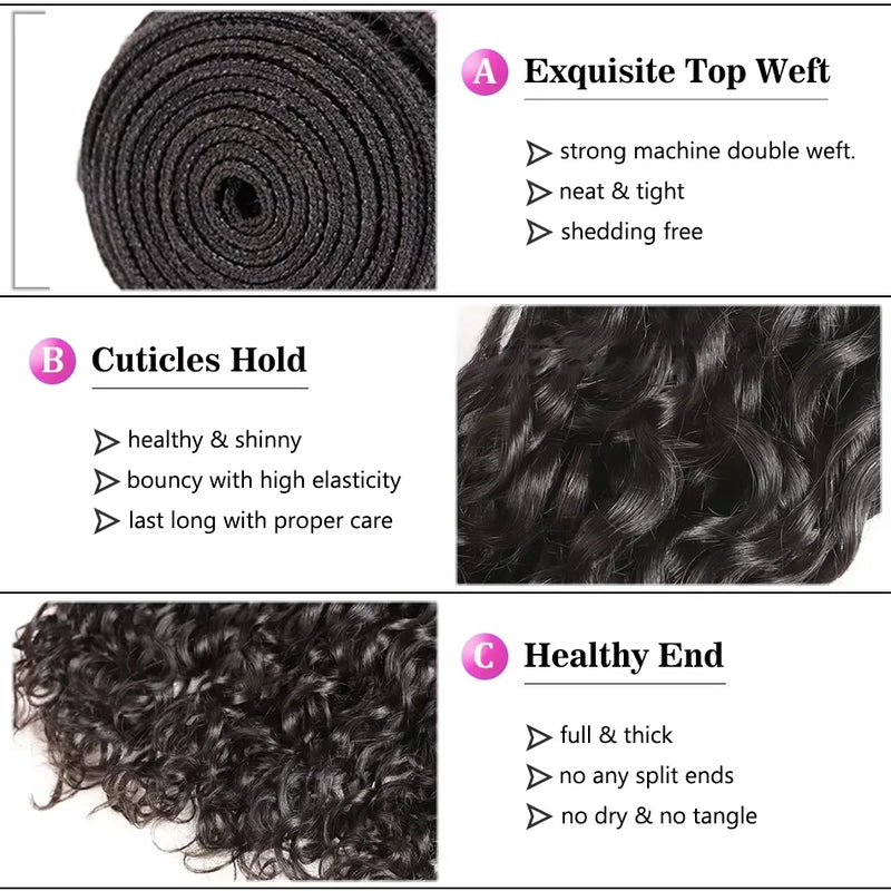 Human Hair Bundles Water Wave 40 inch Virgin Human Hair 2/5 Bundles For Women Sew In Quick Weave Raw Hair Extensions