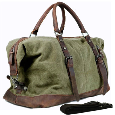 Vintage military Canvas Leather men travel bags Carry | SAMAG