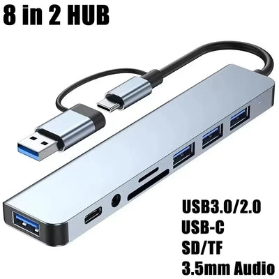 8 in 2 USB-C HUB USB Splitter Extender with 4 Port 1 | SAMAG