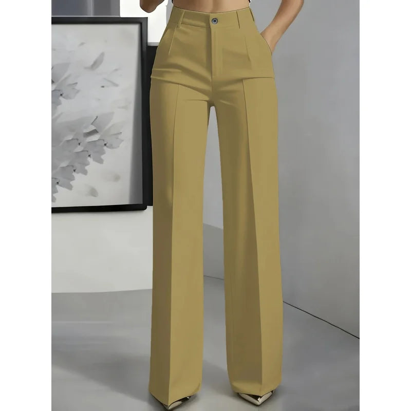 New Women's High - Waisted Draped Straight - Cut Suit Pants - View 2 | SAMAG