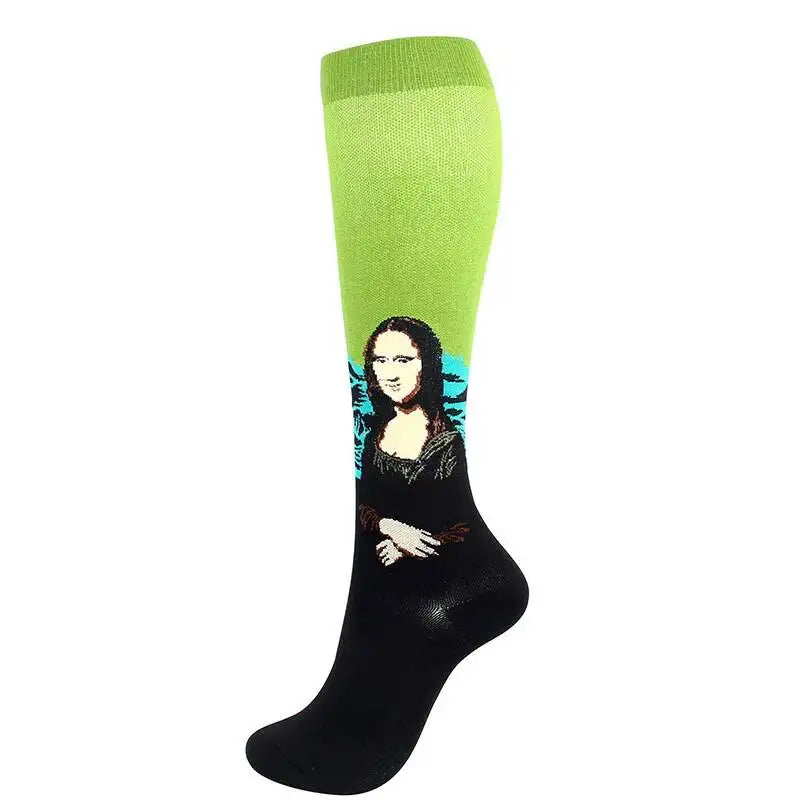 Oil Painting Compression Socks Men Women Mona Lisa Sky | SAMAG