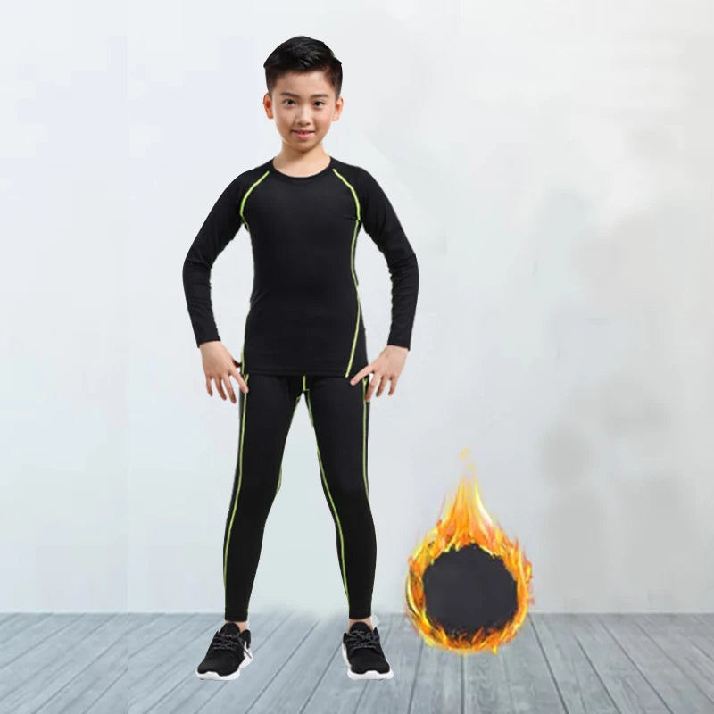 New Boys Thermal Underwear Set Children Plus Velvet Winter Warm Thermo Underwear Masculino Long Johns Girls Lucky Johns Fitness