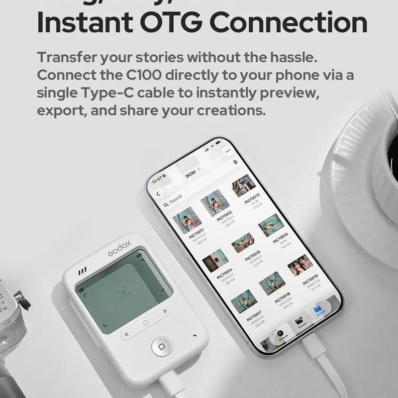 Godox C100 Transparent Viewfinder Mini CCD Portale Camera for Vlogging And Pocket Cam Film Light Meter with TF-Card 4G/8G/32G