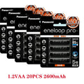Genuine Panasonic Eneloop Pro AA 2600mAh 1.2V Ni-MH Pre-Charged Rechargeable Batteries for Camera Flashlight Toys