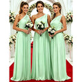 One Shoulder Lemon Yellow Bridesmaid Dresses Chiffon | SAMAG