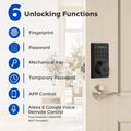 Jodays 4-in-1 Fingerprint Smart Deadbolt Lock, Keyless Entry Door Lock with Keypad Bluetooth App Auto Lock, Alexa & Google Assistant Supported(Gateway Required, Not Included), Easy Installation