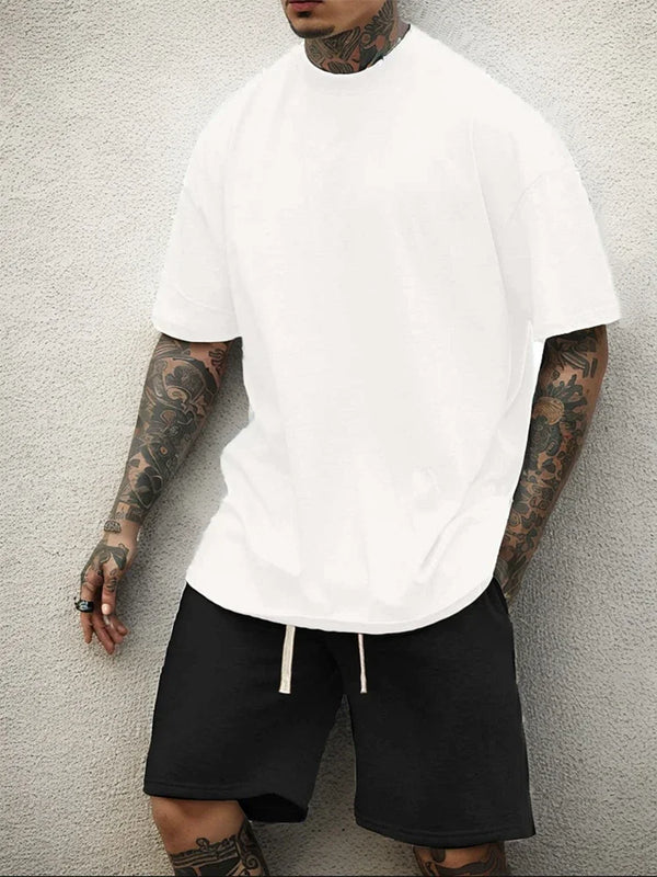 Men's Streetwear Summer Cotton T Shirt Shorts Sets Women Loose Solid Color Casual T - Suit Jogging Sleeve - View 6 | SAMAG