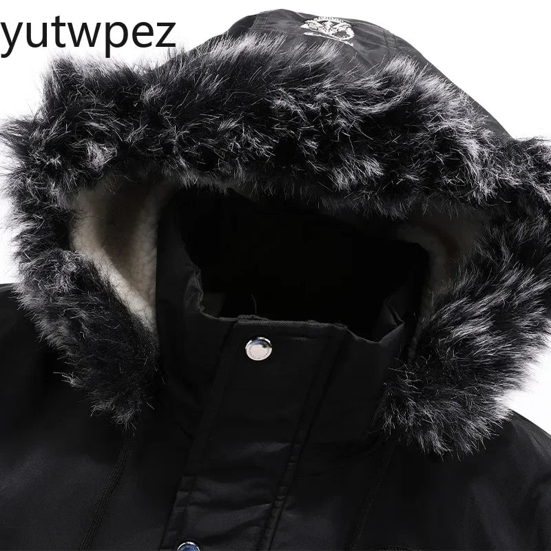 Outdoor Hiking Sports Running Fishing Thick Down Parka Coat Oversize Plus Velvet Thick Warm Winter Men's Padded Jacket Coat Men