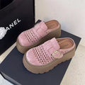 2026 Women's Fashion Chunky Platform Mules Slip-On Breathable Summer Shoes Casual Comfort Slides