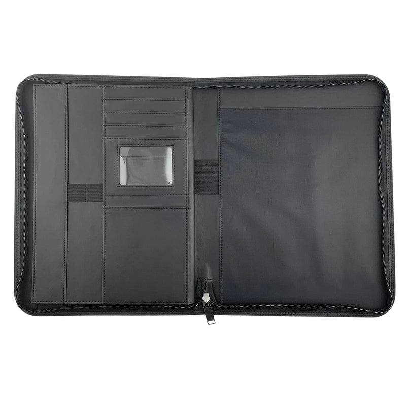 Bisofice Zippered Business Padfolio A4 PU Leather Portfolio Organizer for Interview Resume Document Planner Agenda  Holder