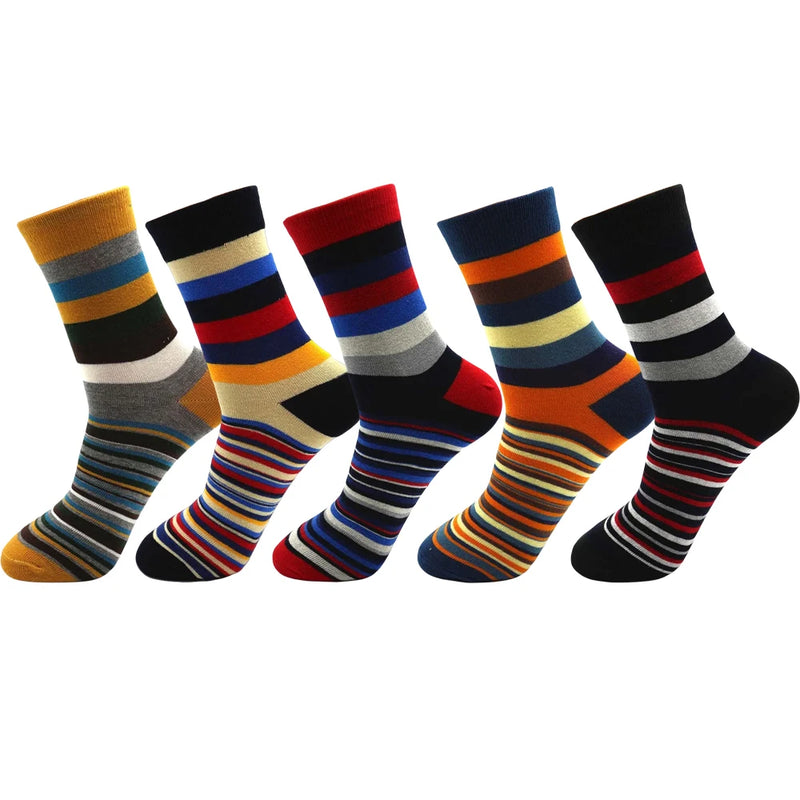 5 Pair Men's Striped Combed Cotton Socks Original Design | SAMAG