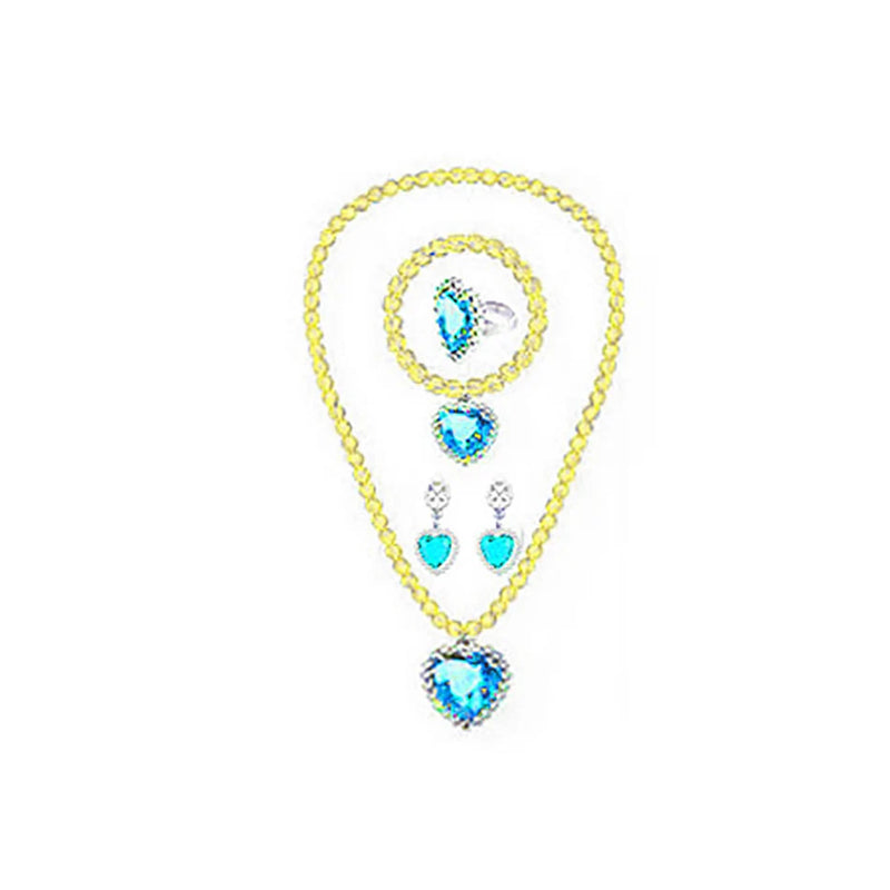 Children Girls Elsa Sofia Belle Princess Accessories Refinement Beading Necklace Bracelet Ring Earring Jewelry 5pcs Sets