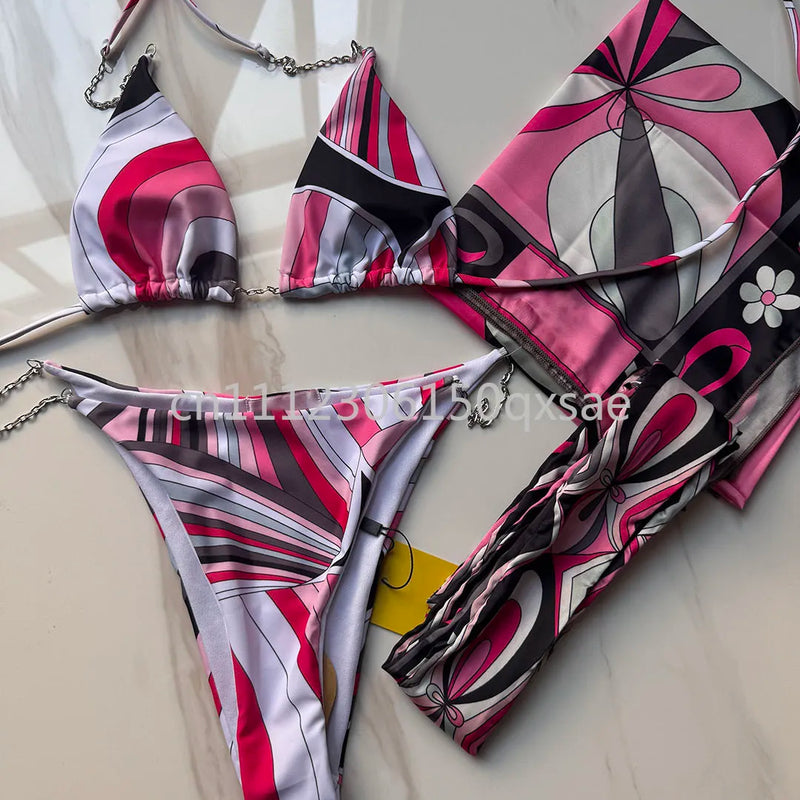 Women's Scarf Swimsuits with Letter Signature Logo Lady | SAMAG