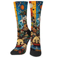 Fairy tale patchwork illustrations Funny Men's Socks Halloween Novelty Happy Socks Gift Retro Style Soft Warm Non-slip Socks