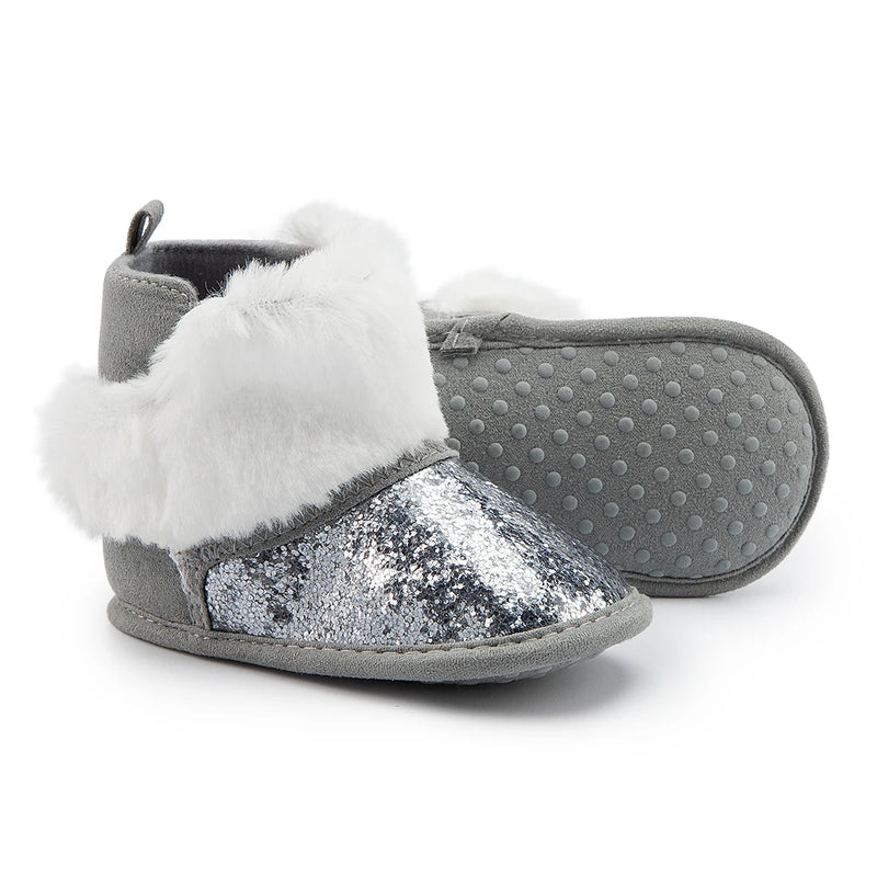 Sequin Newborn Baby Boys Girls Boots Warm Fluffy Soft Anti-slip Toddler First Walkers Multicolor Winter Infant Baby Shoes 0-18M