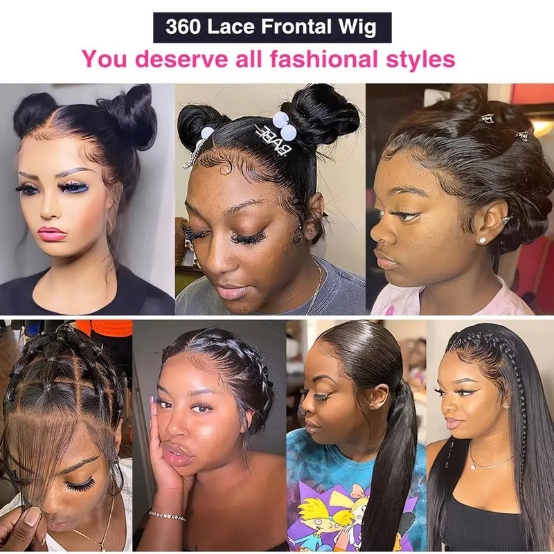 36 Inch Invisible Strap 360 HD Full Lace Wig Bone Straight Frontal Wig Straight Lace Front Human Hair Wig