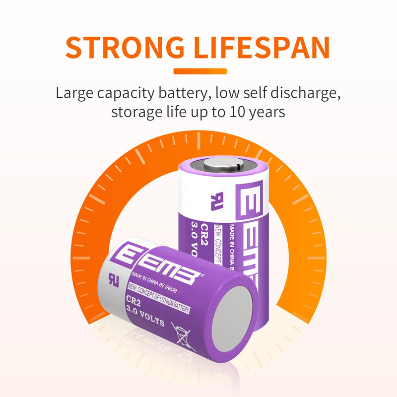 EEMB CR2 3V Lithium Battery 850mAh Non-Rechargeable Battery for Microphones Camera Smoke Detector Doorbell Flashlight