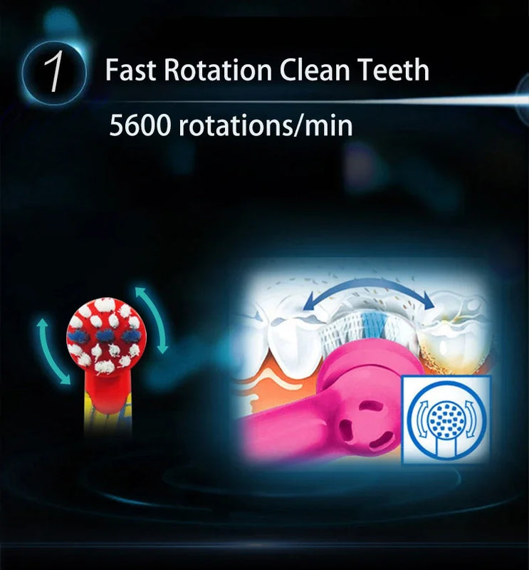 Oral B DB5510K Electric Toothbrush Children Rotary Teeth Brush Soft Bristles 2Min Timer Waterproof Battery Powered For 3-12 Ages