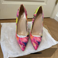 Veowalk Women's 12cm High Heels Pumps Colorful Print Pointed Toe Stiletto Shoes Sexy Party & Club Dress Shoes for Evening Events