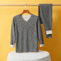 New Cashmere Silk Thermal Underwear Set Men's Non-marking Double-Sided Brushed Wool De Velvet Fall Coat and Pants Homewear