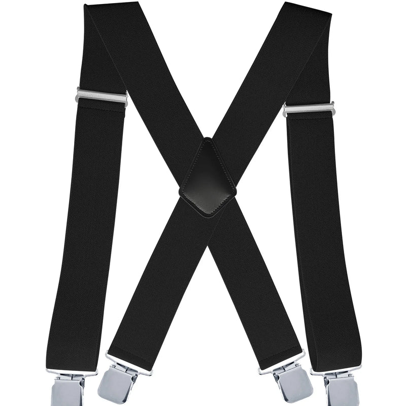 Men's Suspender Trousers Braces with Strong 2 inch Wide 4 Clips Heavy Duty for High Elastic X Style - Visuel 16 | SAMAG