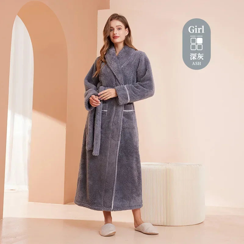 Fashionable double-sided thick plush nightgown women | SAMAG