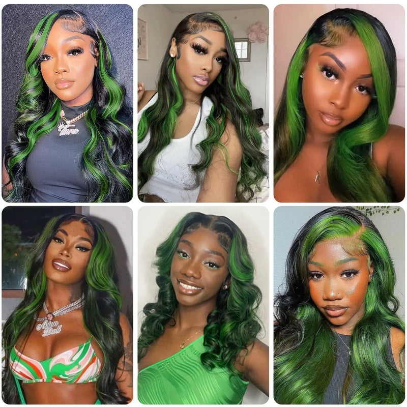 Red Black With Blonde Highlight 13X6 Lace Front Wig Body Wave Synthetic Glueless pre plucked With Baby Hair Lace Frontal Hair