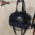 Y2K Gothic Women's Girls Punk Harajuku Handbag Skull Head Bright Diamond Large Capacity Fashionable One Shoulder Crossbody Totes