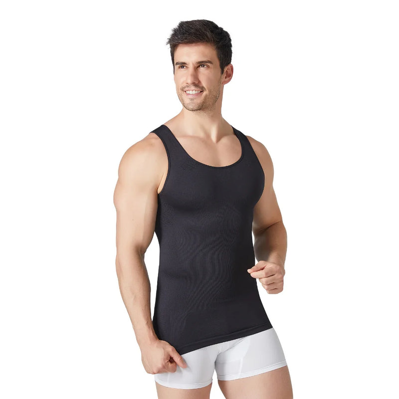 Men Seamless Shapewear Tank Top Chest Tummy Compression Slim Soft Breathable Summer Undershirt Gym Daily Base Layer