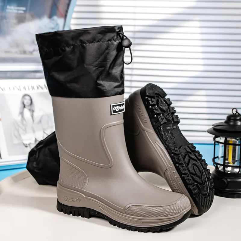 36-47 Size Wear-resistant Thick-soled Rain Boots Men's Outdoor Fishing Shoes Work Boots Non-slip Waterproof Men's Rubber Shoes