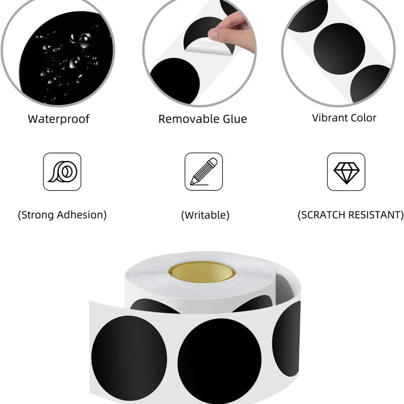 120pcs 5cm Chalkboard Labels with Pen Round Stickers Black Circle Labels Dot Stickers for Office Classroom Home School Crafts
