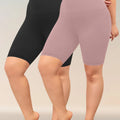 2 Pack Plus Size Biker Shorts for Women High Waisted Super Soft Workout Yoga Athletic Shorts Running