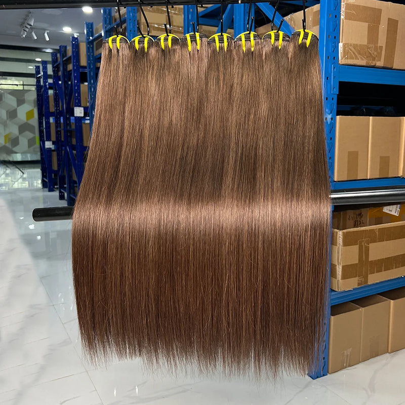 Straight #2 Color Human Hair Bundles Double Weft 100% Vietnamese Virgin Hair Weaving Extensions 100grams 1/2/3/4 Bundle Deal