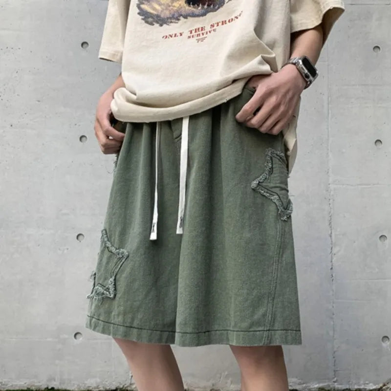 Summer Shorts Men Loose spodenki meskie Vintage Denim | SAMAG