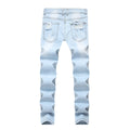 Men's Light Blue Stretch Jeans for Fall, Denim Pants | SAMAG