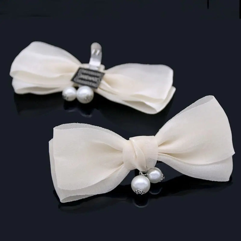 2Pcs/pack Shiny Rhinestone Shoe Clip Silk Flower Bowknot Shoe Decorations  Charm Buckle Wedding Brooch Bride Shoe Accessories