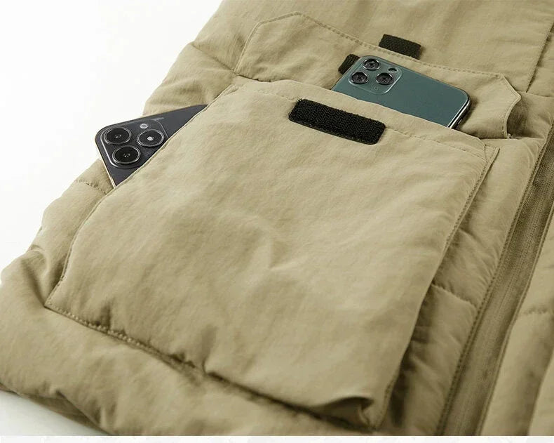 Men Vests for Fall Winter Padded Thickened Workwear Jacket Multi-pocket Stand-up Collar Undershirt Men's Outdoor Shoulder M-9XL
