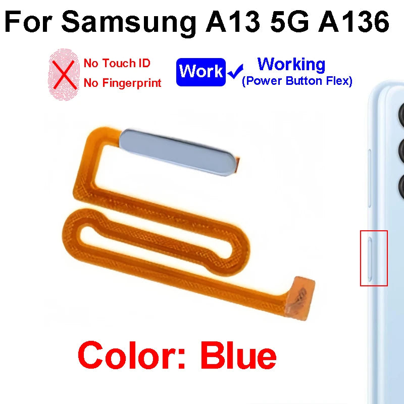Fingerprint Sensor Touch ID Connector Flex Cable With Power Button For Samsung Galaxy A13 4G 5G A135 A136 Parts