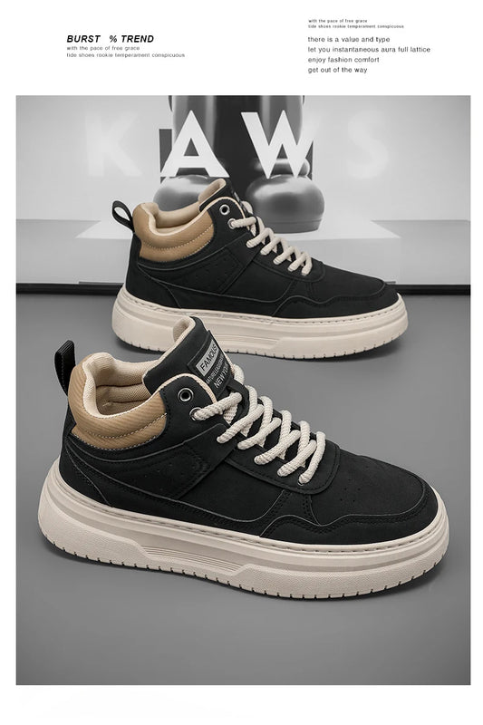 Men's shoes four seasons breathable soft-sole non-slip casual shoes fashion youth Joker flat shoes Thick sole sports board shoes