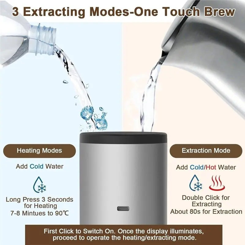 B82B-Vacuum Coffee Maker For Travelling, Wireless Portable Coffee Machine Single Serve 3-In-1 Vacuum Pressure