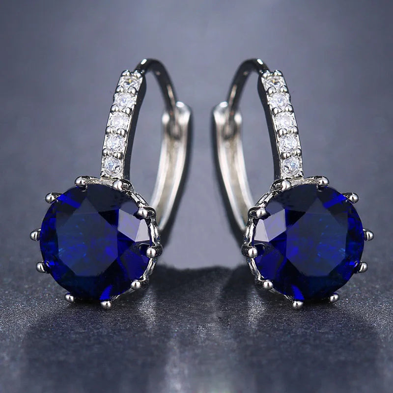 Classic Green AAA Cubic Zirconia Stud Earrings Round Crystal Girl Ear Studs For Women Multicolor Fashion Jewelry brincos AE176